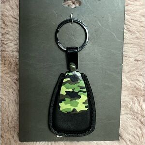 Camo and faux leather key chain